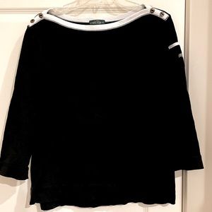 LAUREN RALPH LAUREN Women’s Boat Neck 3/4 Sleeve with Pocket Blouse